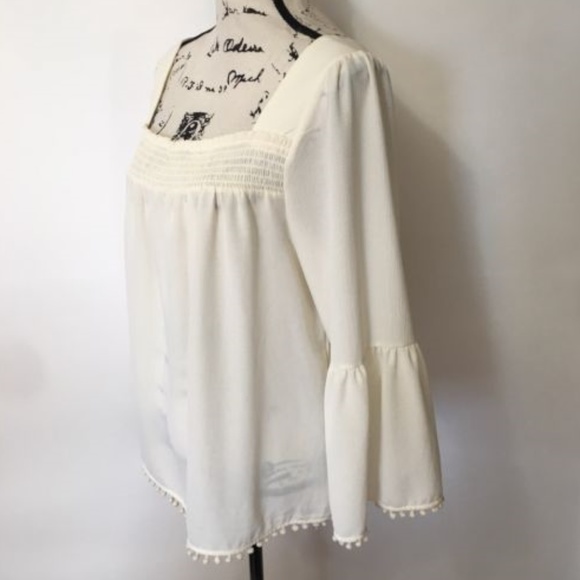 New Direction Tops - NWT New Direction L Gauzy Blouse Cream Colored